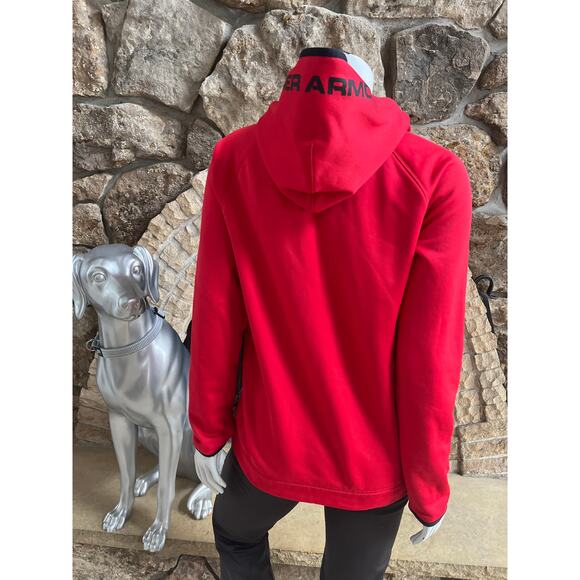 Under Armour Hooded Red Black Sweatshirt with Pocket Youth Size XL - Picture 2 of 4